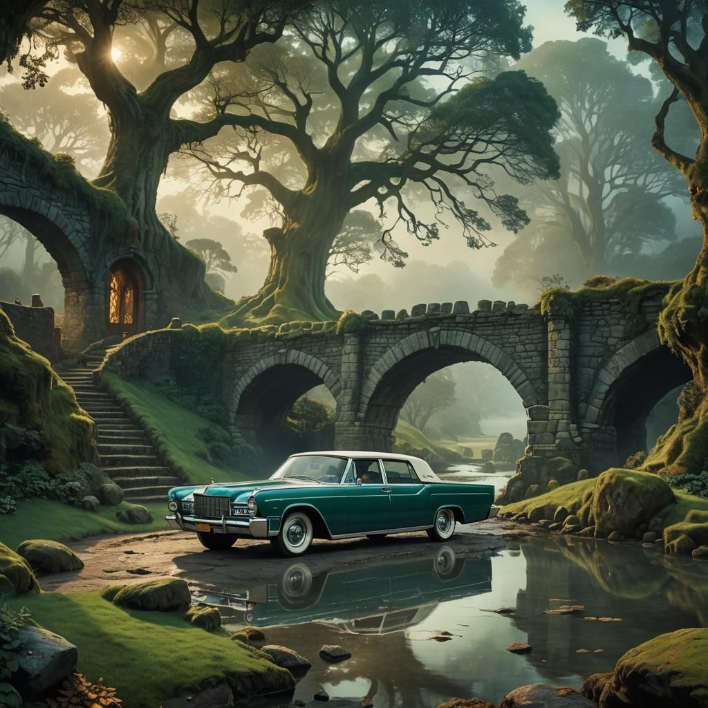 Lincoln Continental in Mystical Forest Concept Art