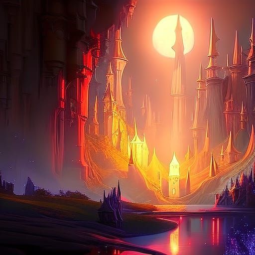 Elegant Fairytale Castle Under a Starry Sky