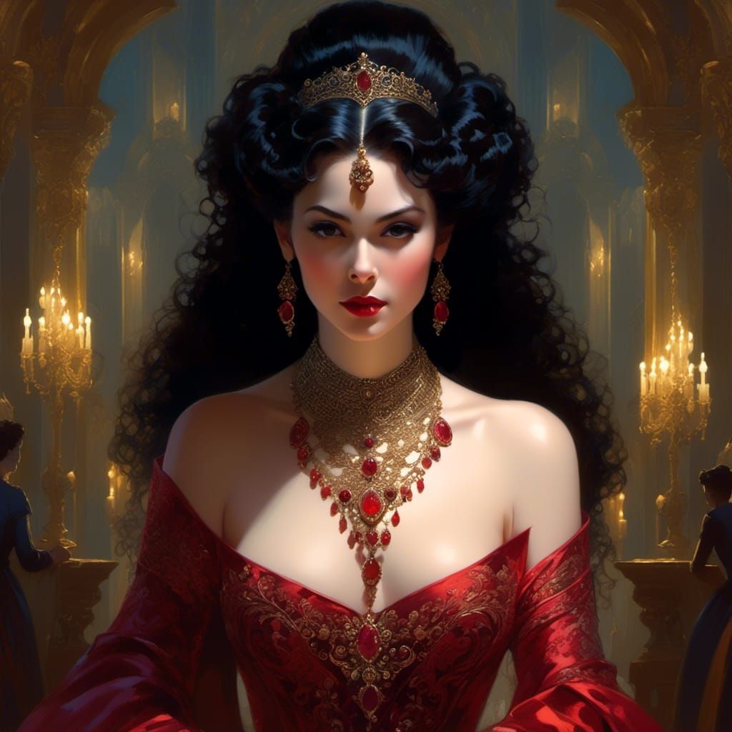 Rococo Countess Portrait in Brocade Gown