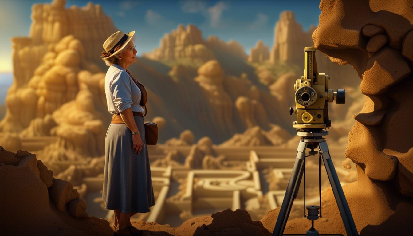 Archaeological Dig Site in Golden Age Illustration Style