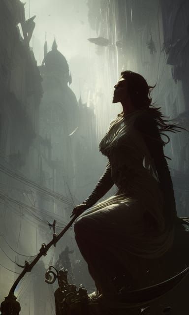 Anime Wolf Girl in Dark Fantasy Style