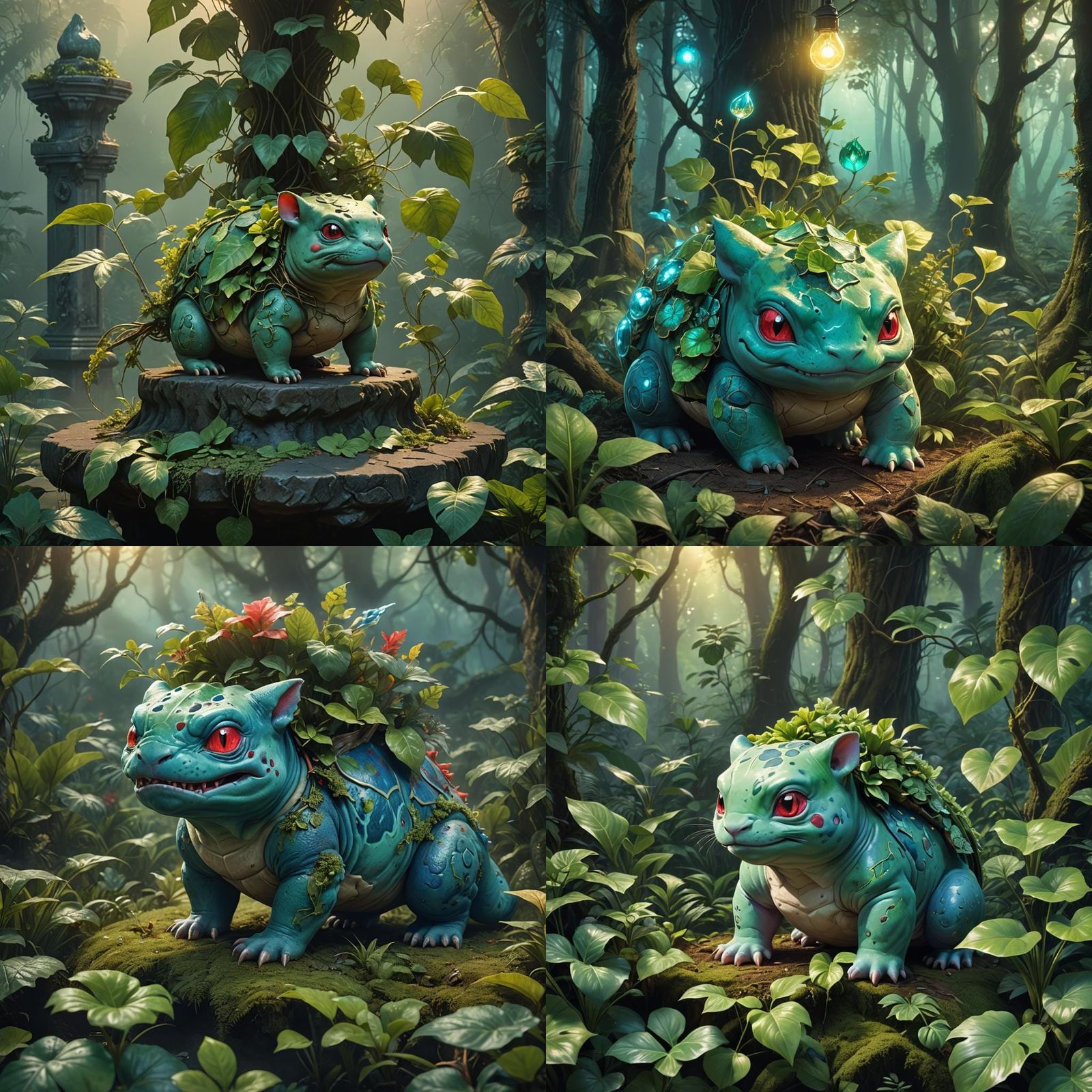 Realistic Bulbasaur Pokemon Detailed Digital Art