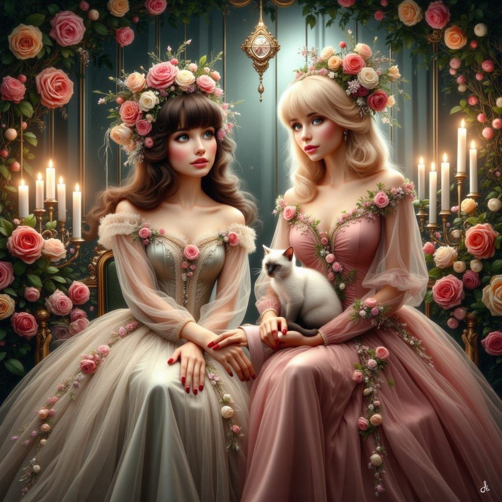 Elegant Ladies Tea Party in Mystical Arcadia