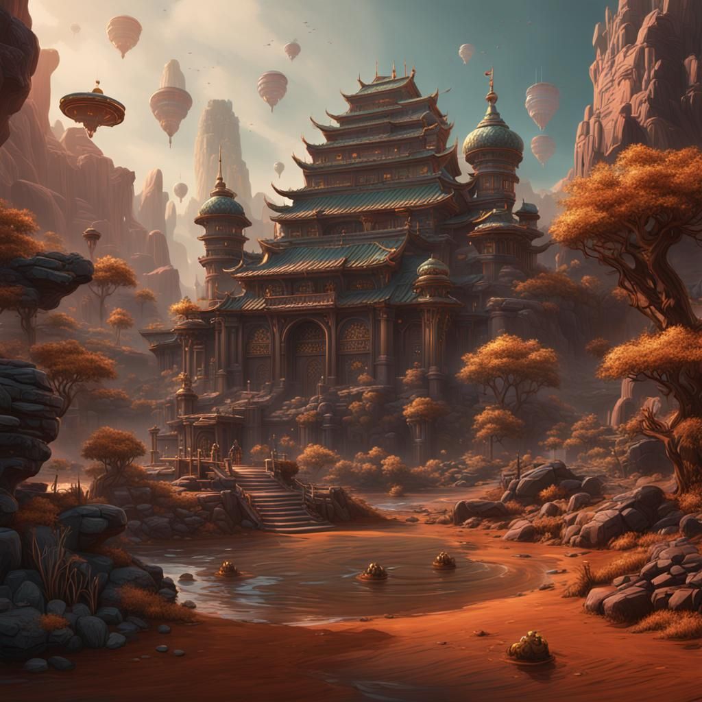 Detailed Matte Painting of Boba in Deep Color