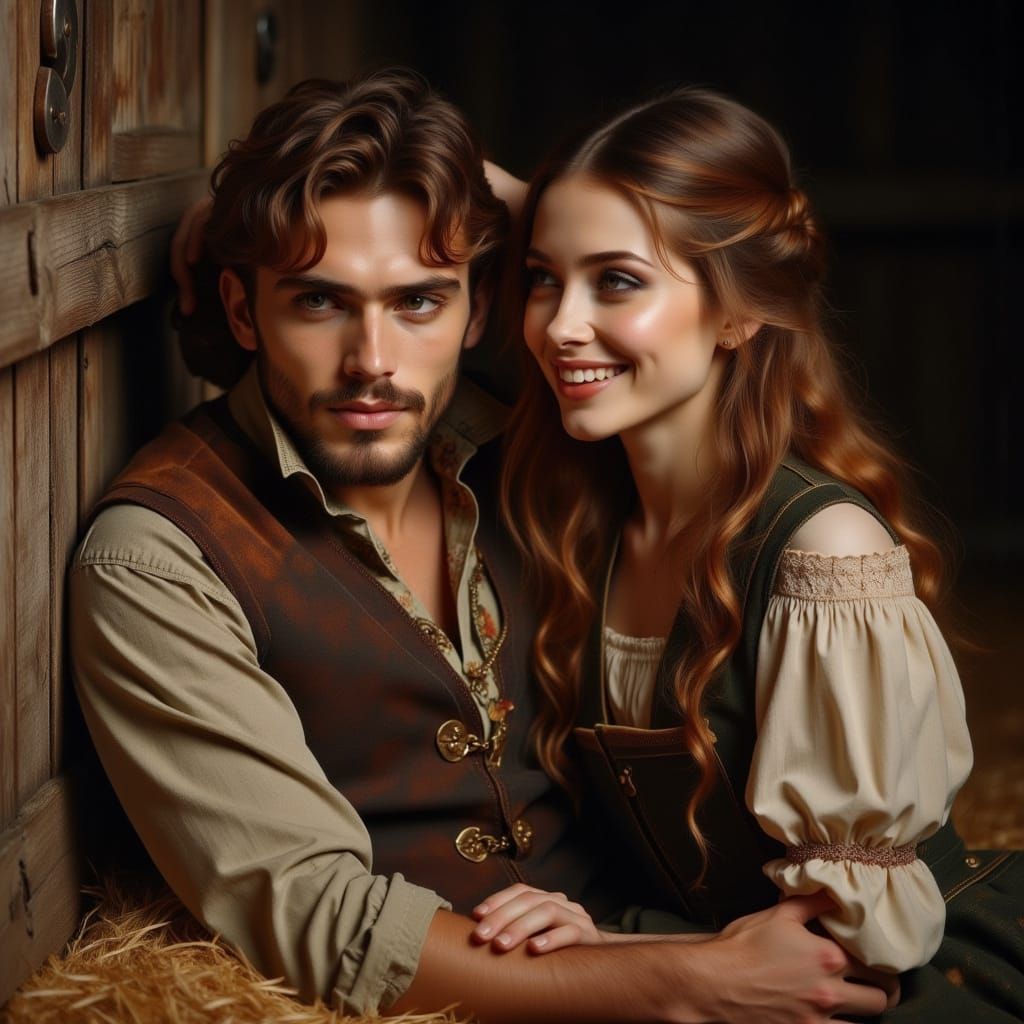 handsome young medieval couple