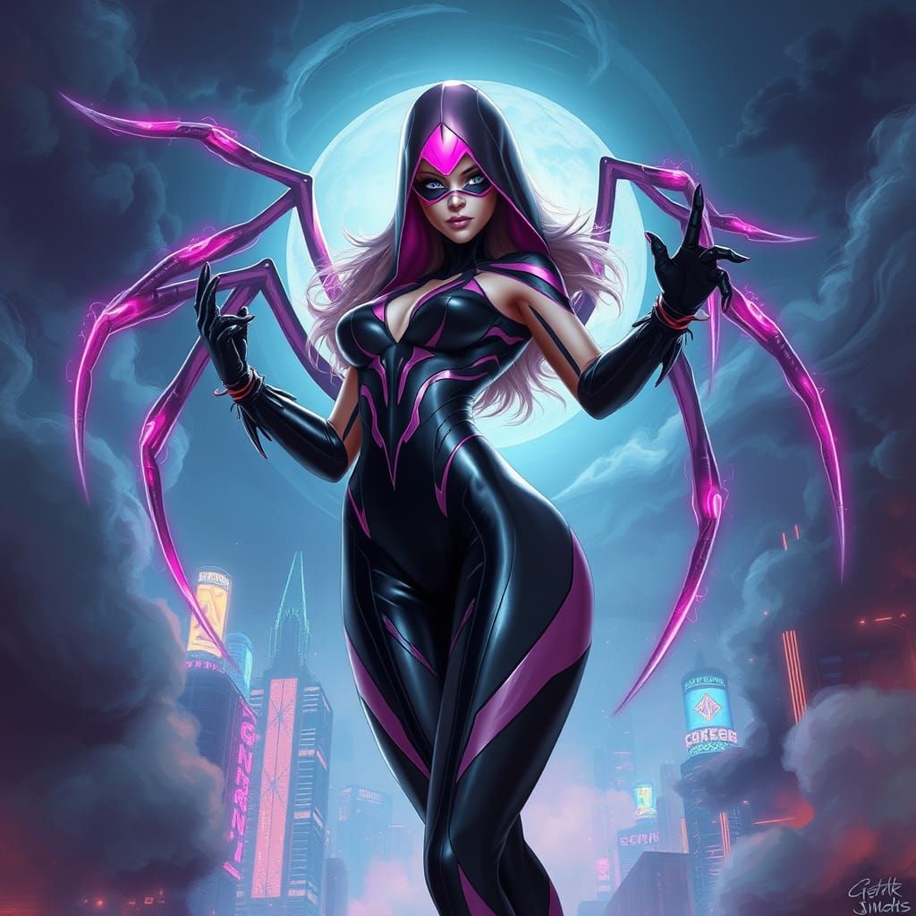 Ghost Spider Pin-Up in Fantasy Concept Art