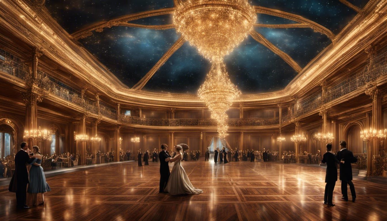 the grand ballroom of an edwardian luxury ocean liner