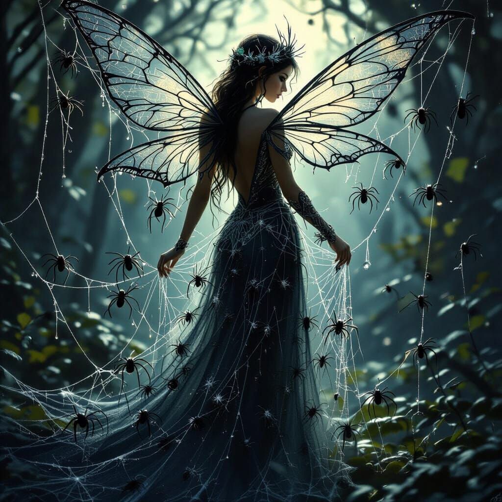 Ethereal Fairy in Spiderweb Dress
