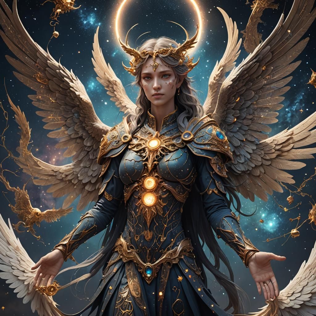 Biblically Accurate Angel Creature with Constellations