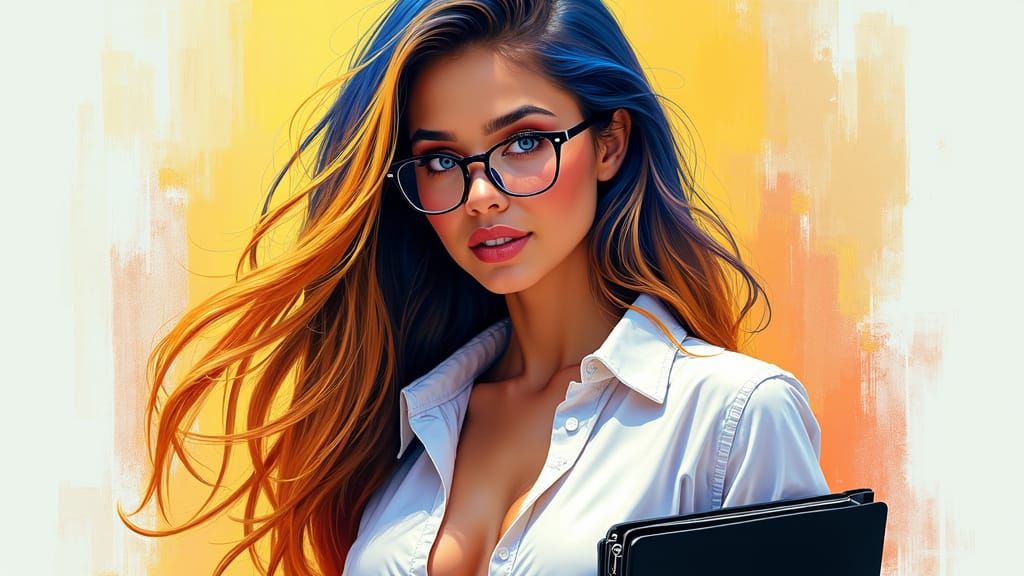 Vibrant Abstract Portrait of a Fitness Model