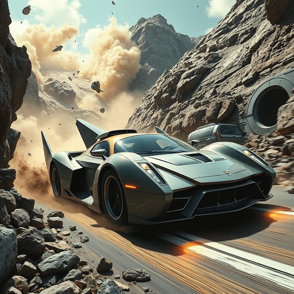 Cyberpunk Armoured Car Plunges into Dystopian Landslide