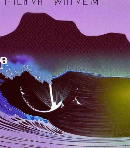 background Fuji Jama. Foregroud a wave