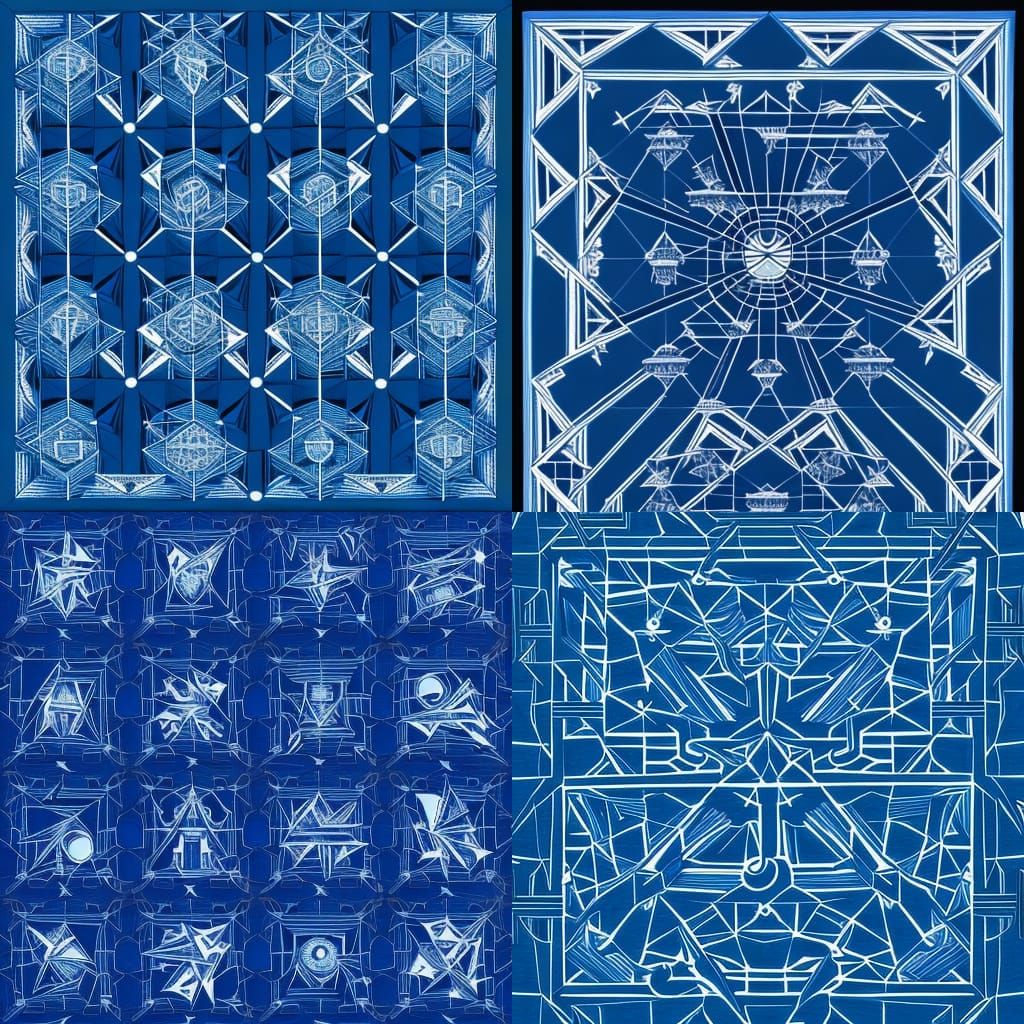 Liminal Space Infinity Mirror Blueprint in Technical Drawing...