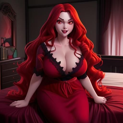 Anime Style Vampire with Red Hair