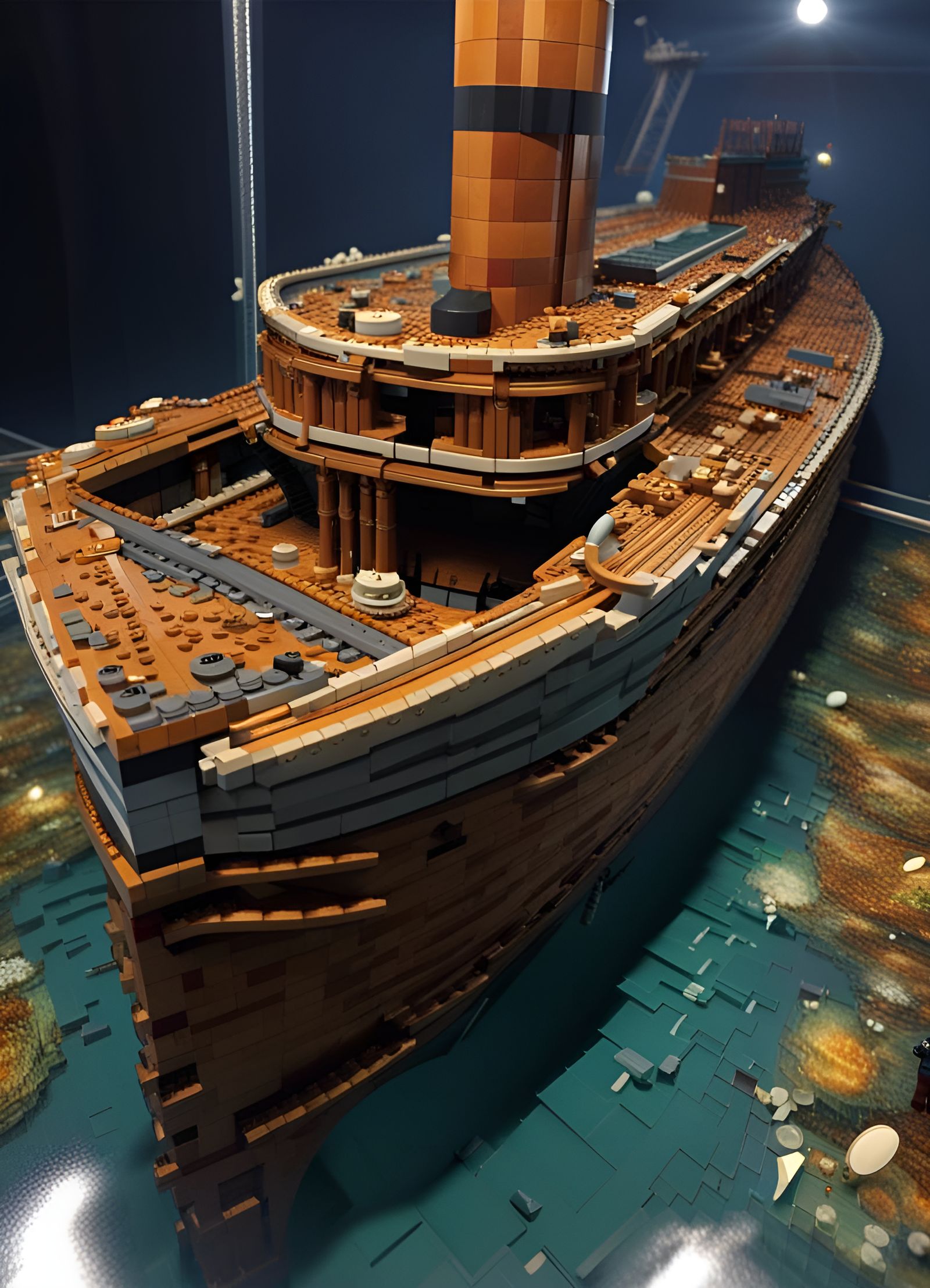 Detailed Lego Model of Sunken Titanic Bow