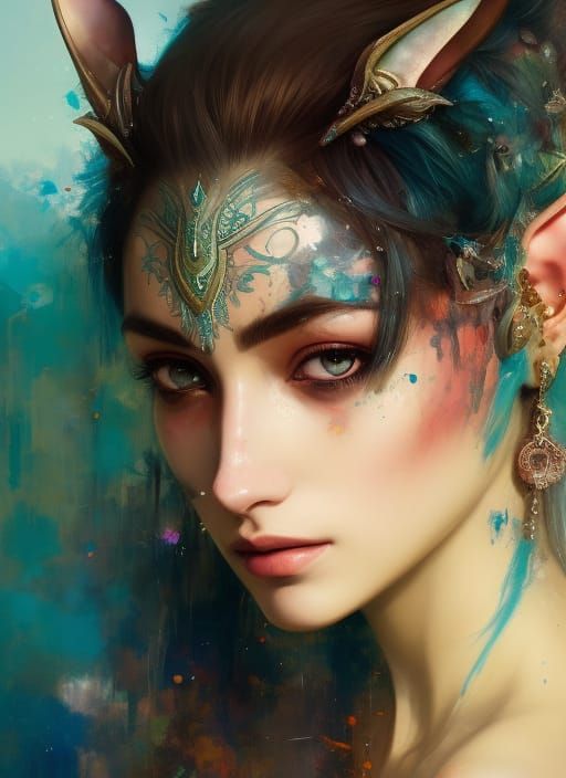 Elven Woman Portrait in Fine Art Style