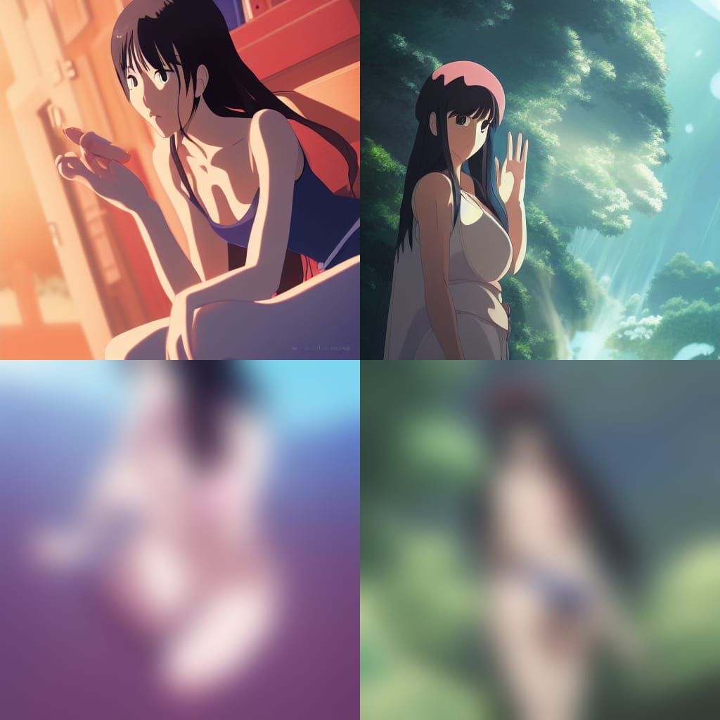 Ecchi Woman in Studio Ghibli Anime Style