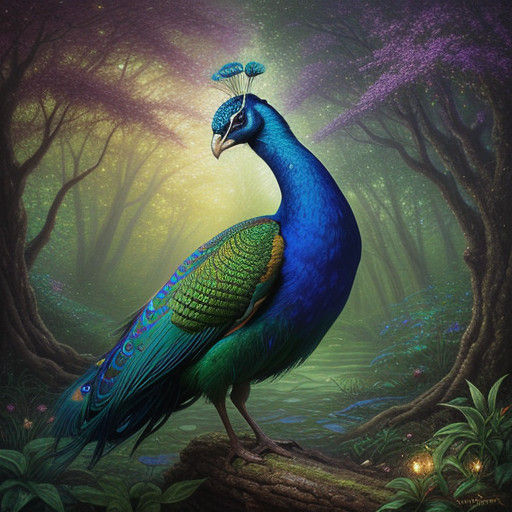Mystical Peacock Amidst Emerald Canopy