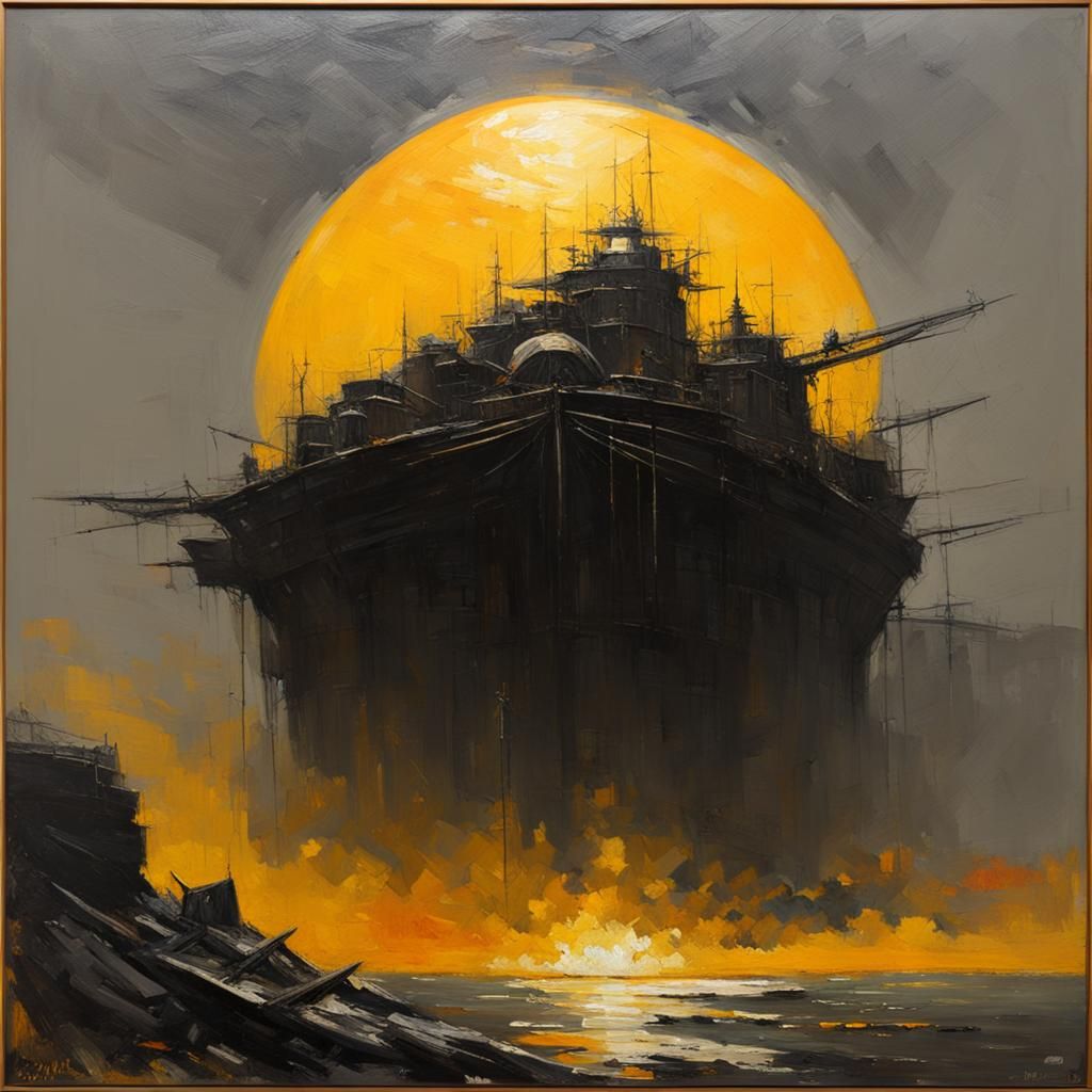 An inspired painting, expressing darkness and light, war and peace