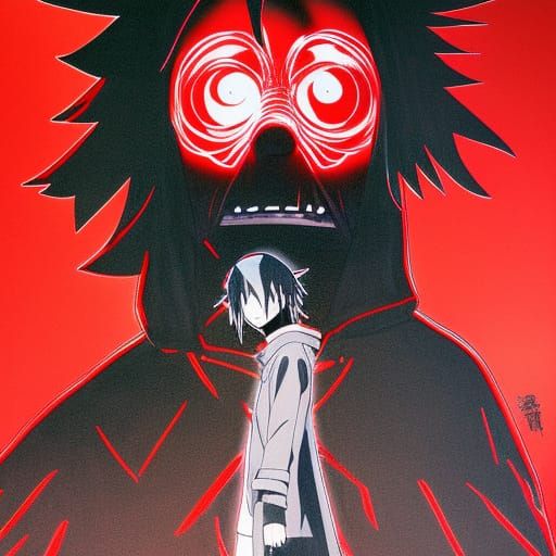 Anime Character with Red Eyes in Demon Slayer Art