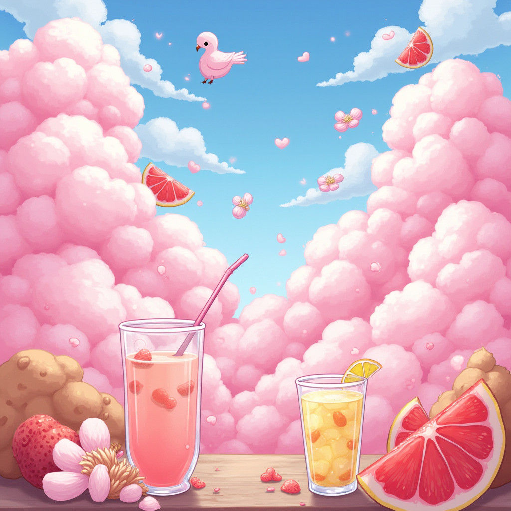Anime Pastel Dreamscape with Cotton Candy Clouds