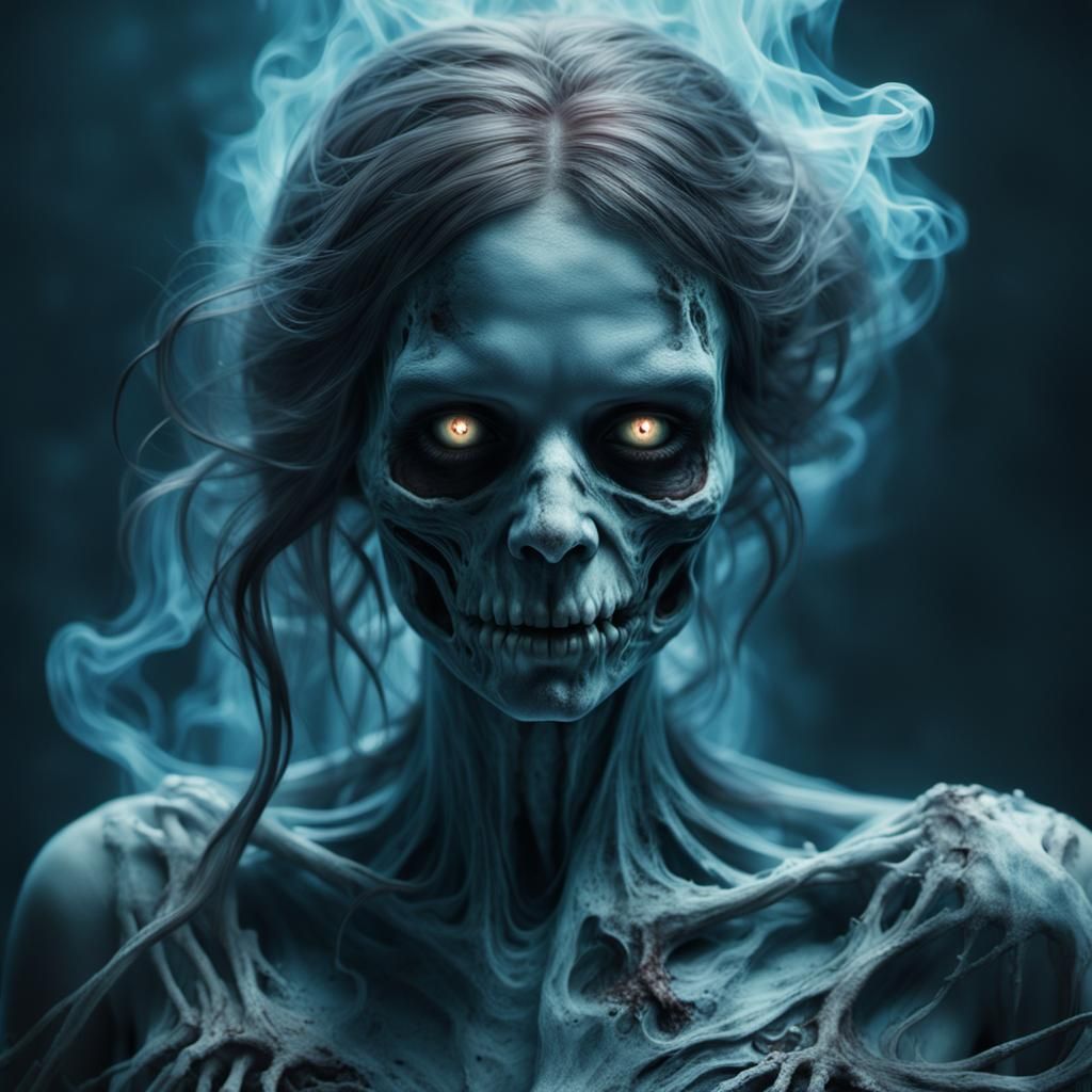 Ectoplasmic Ghost Woman in Photorealistic Rendering