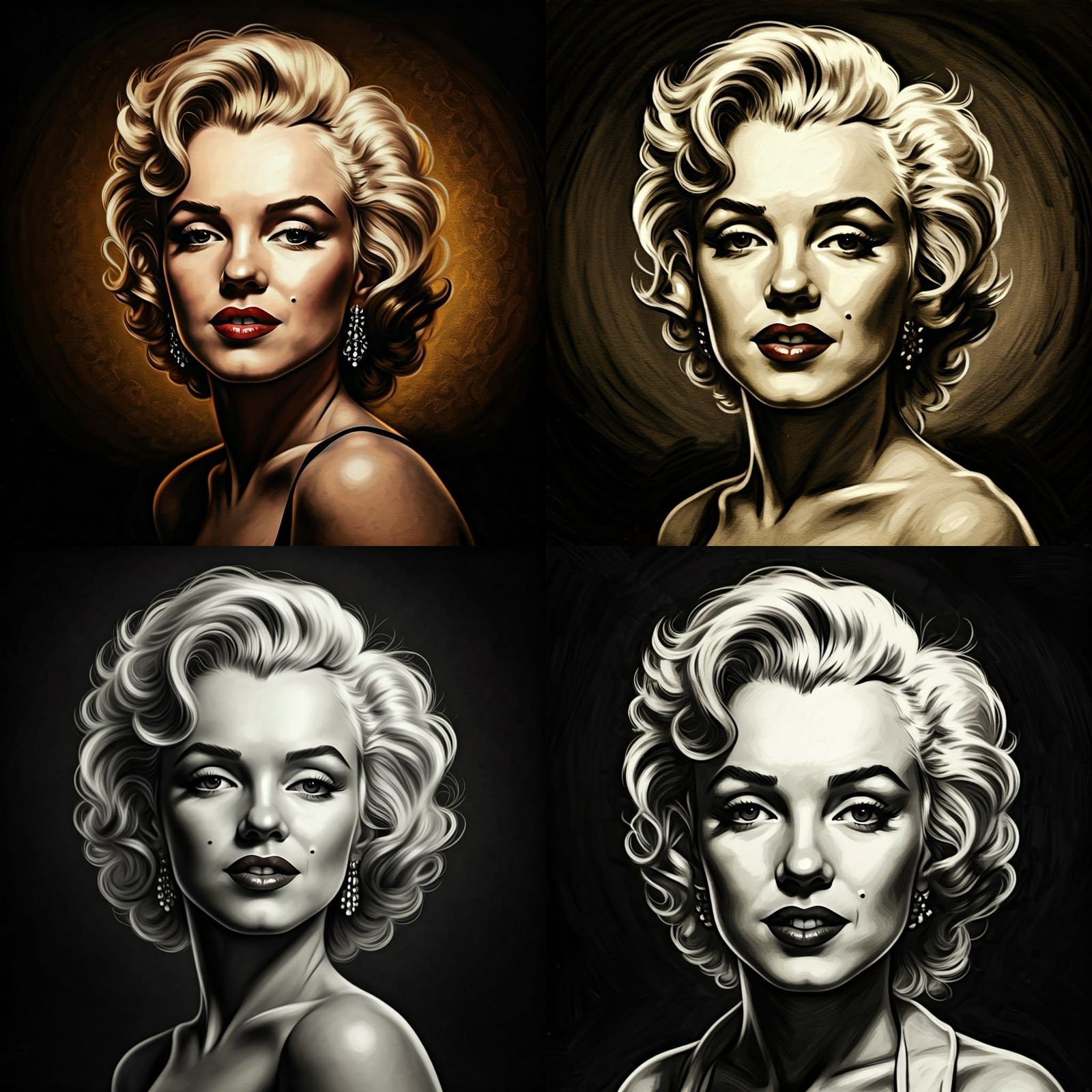 Marilyn Monroe Charcoal Sketch in Rembrandt Lighting
