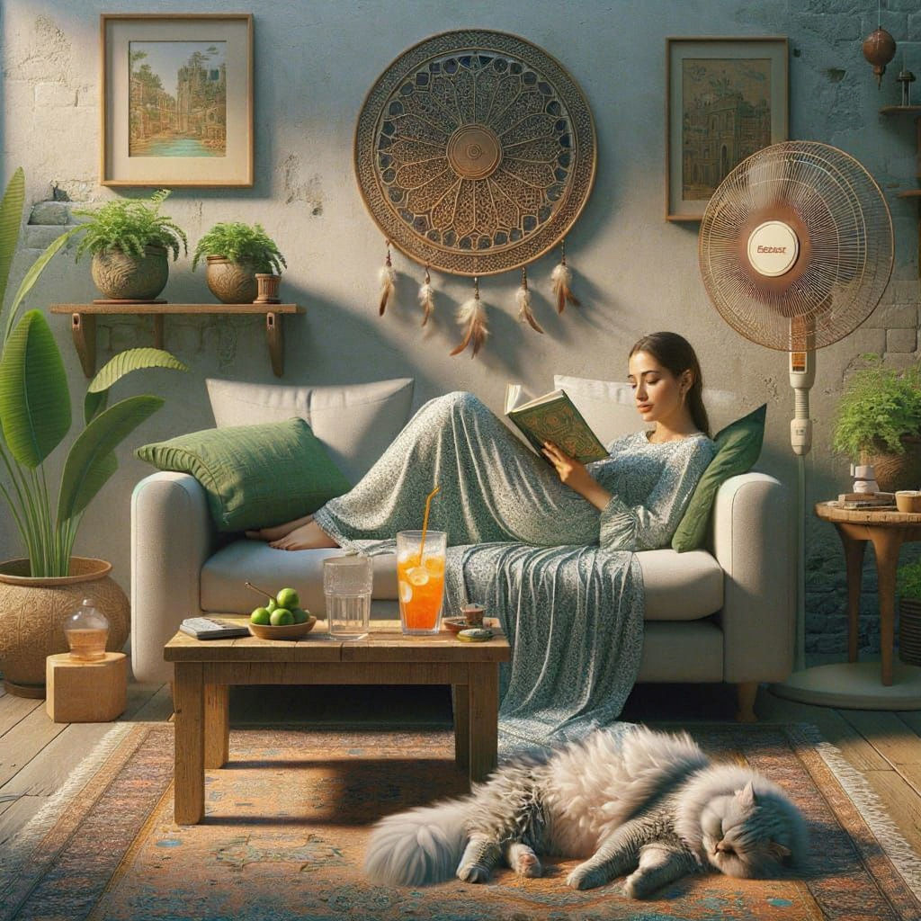 Peaceful Middle-Eastern Living Room Scene