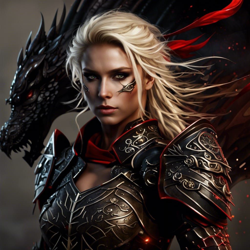 Hyperrealistic Dragon Warrior with Intricate Armor