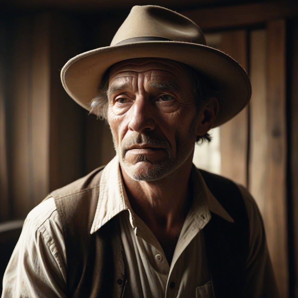 Depression Era Man in Wyeth and Goya Styles