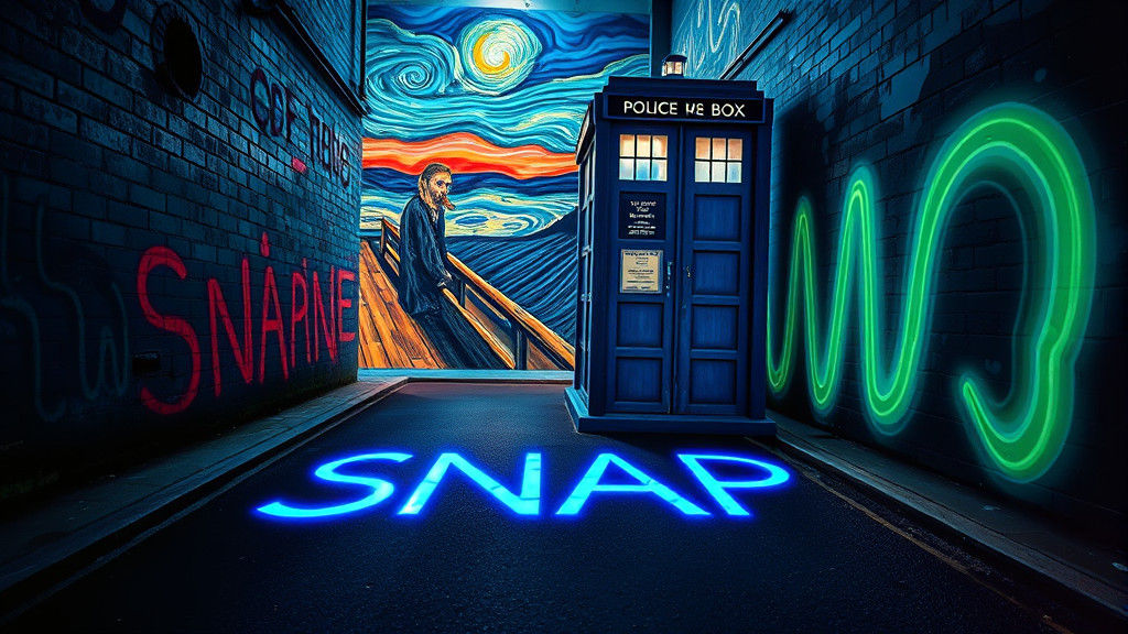 Mystical TARDIS Portal in Surreal Alleyway