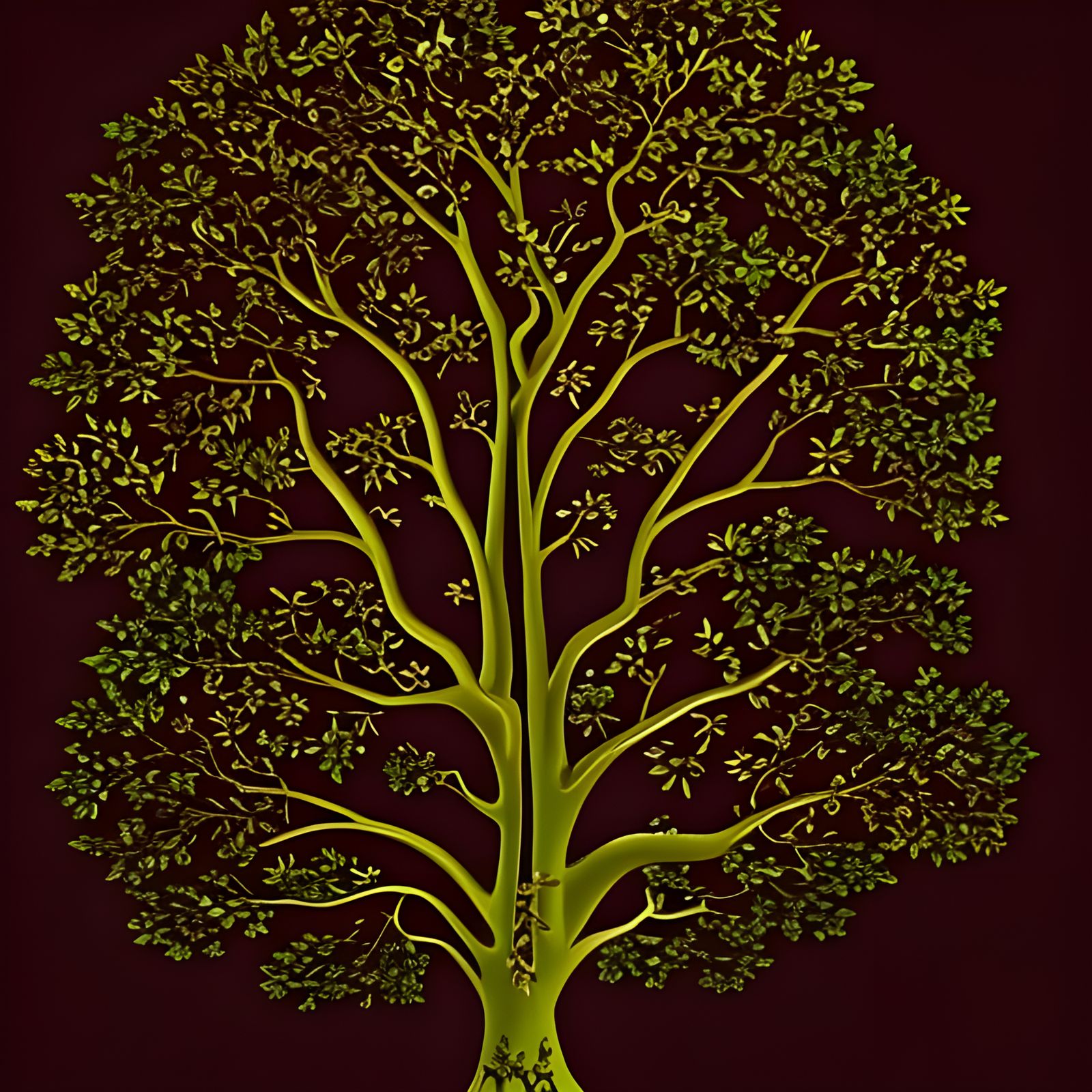 Glowing Green Tree of Life: Magical and Mystical