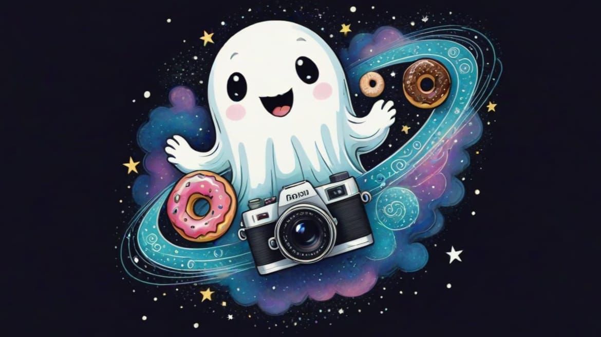 Adorable Ghost in Space Zentangle Poster