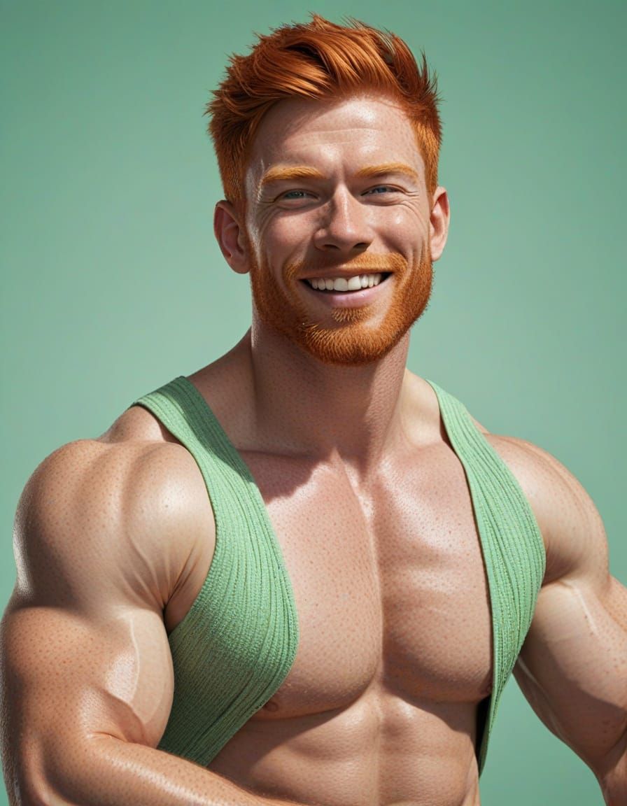 Muscular Ginger Man Seeks Boyfriend in Vibrant Digital Art
