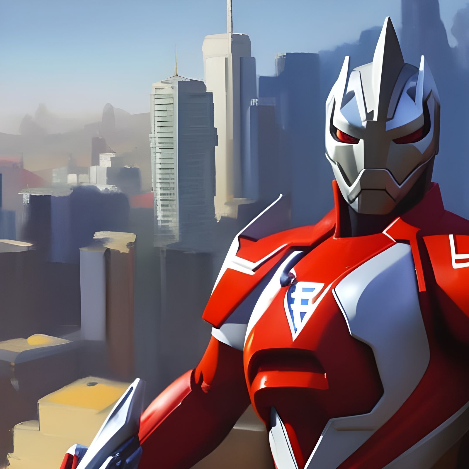 Ultraman as Overwatch Character in Organic Painting Style