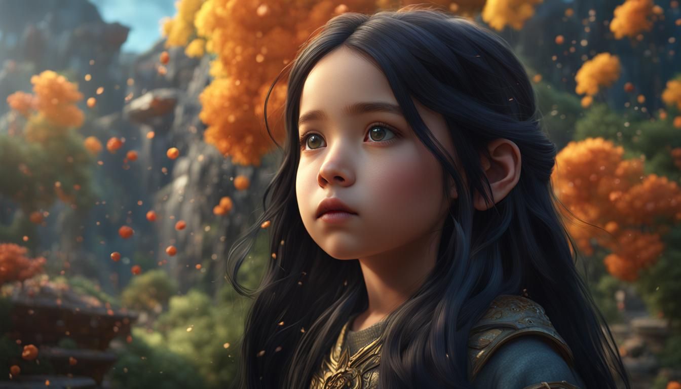 Realistic Young Girl Portrait in Detailed Digital Art