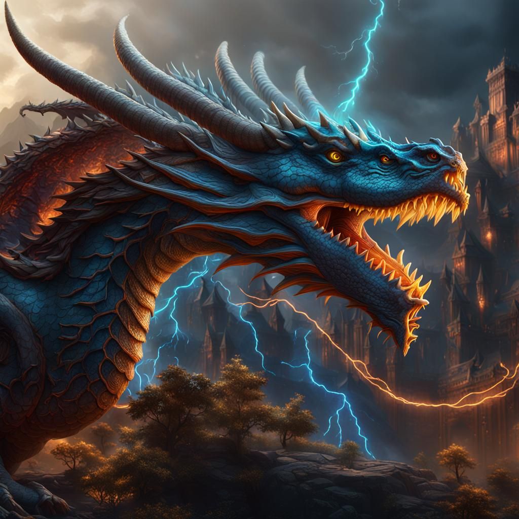 Electric Dragon Fantasy Concept Art