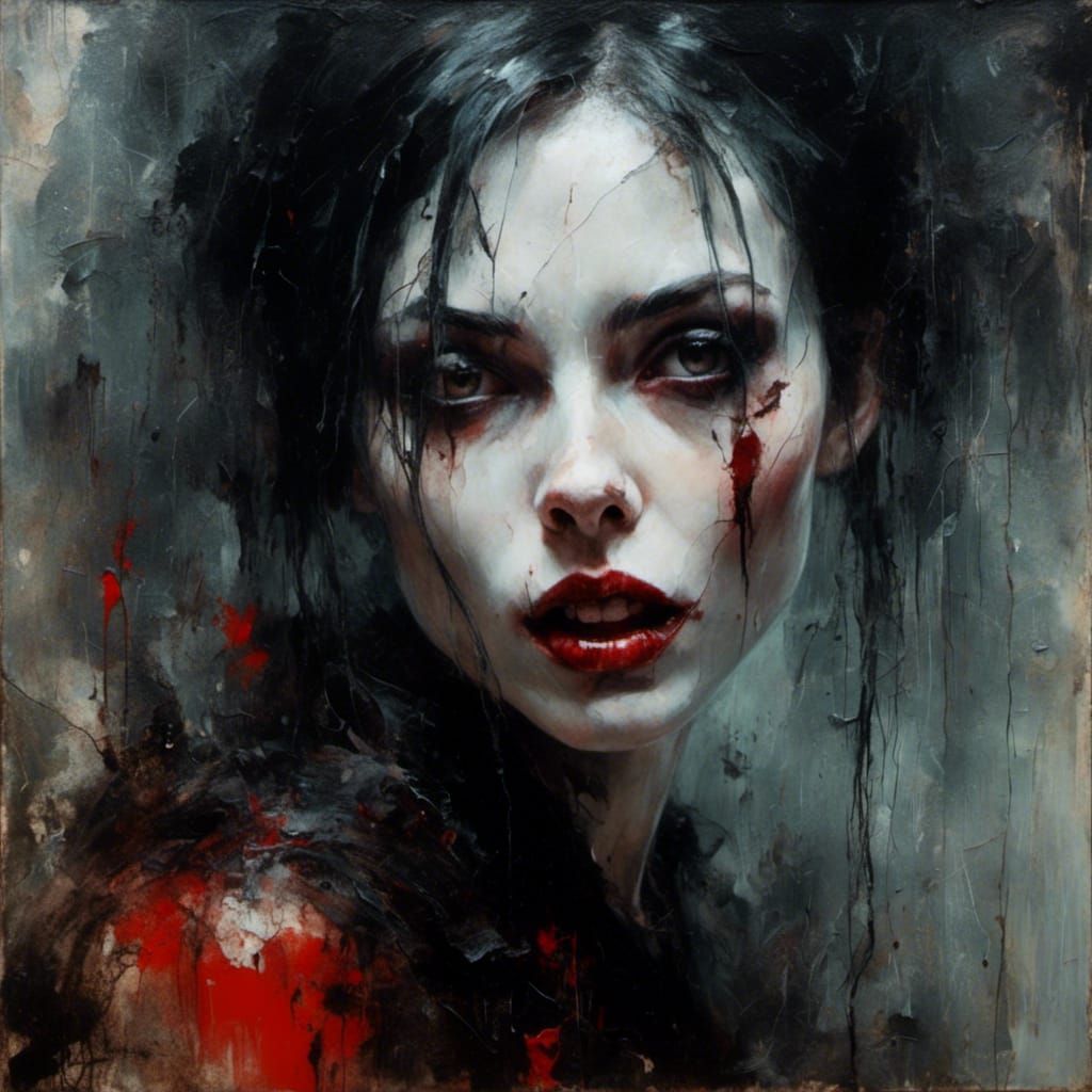 Ethereal Vampire in Macabre Gothic Noir Style