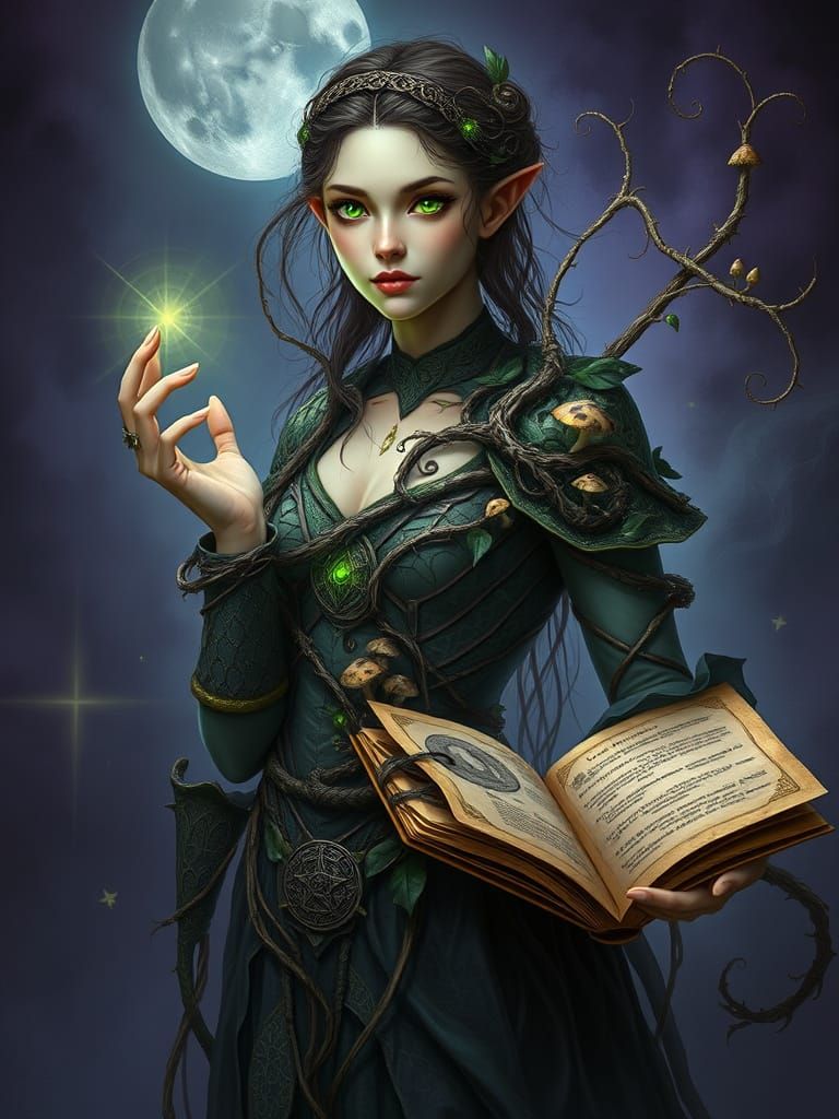 Ethereal Guardian Embodied in Vines and Emerald Wisdom