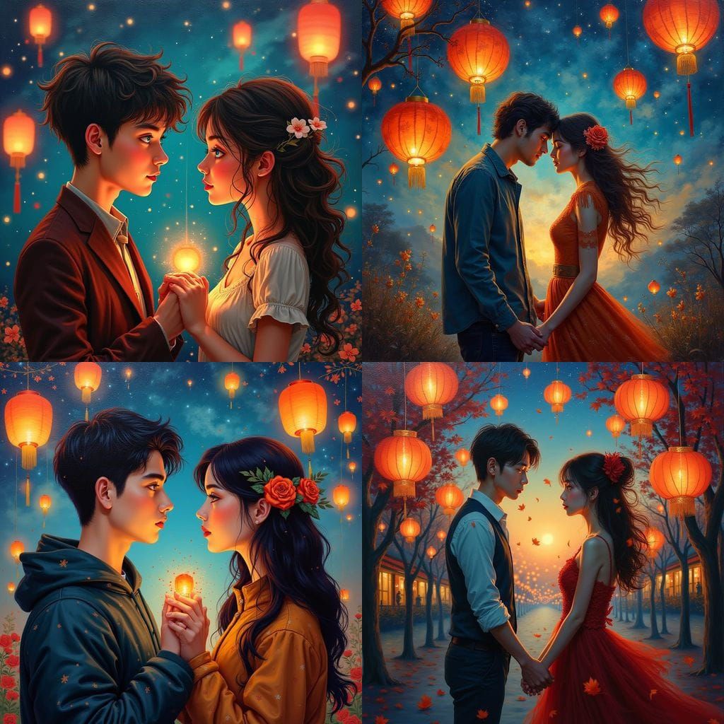 Romantic Couple Under Starry Night Sky