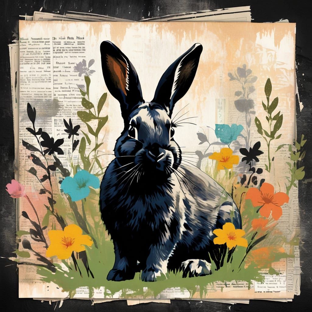 Whimsical Springtime Scene with Distressed Typography