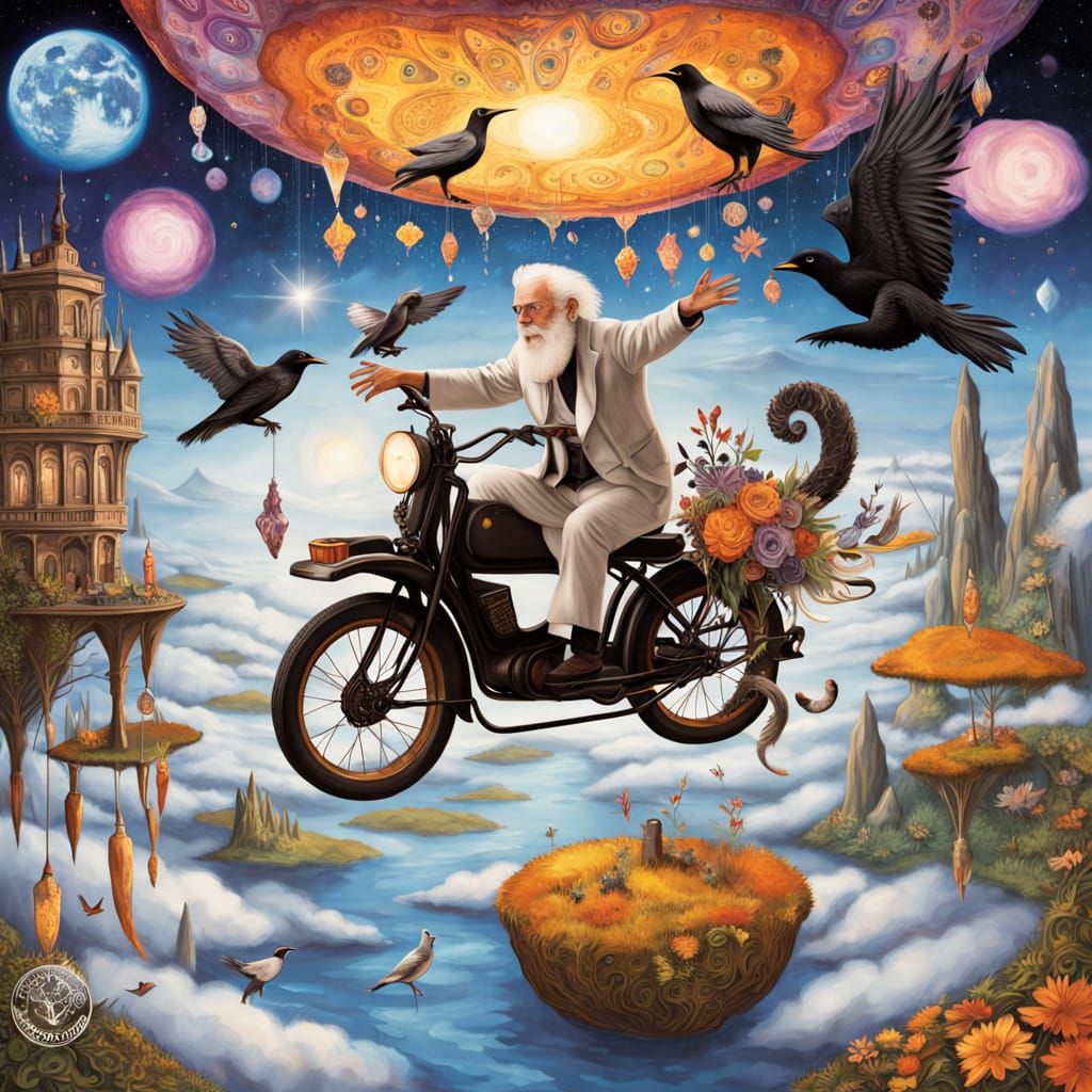 Surreal Tea Party on Floating Island: Ethereal Psychedelic A...