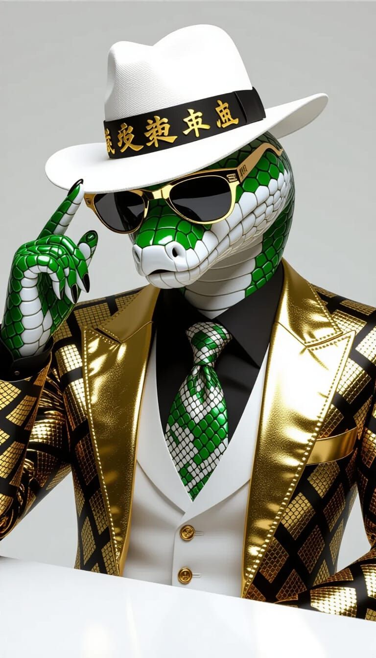 Snake-Headed Humanoid in Mafia Outfit
