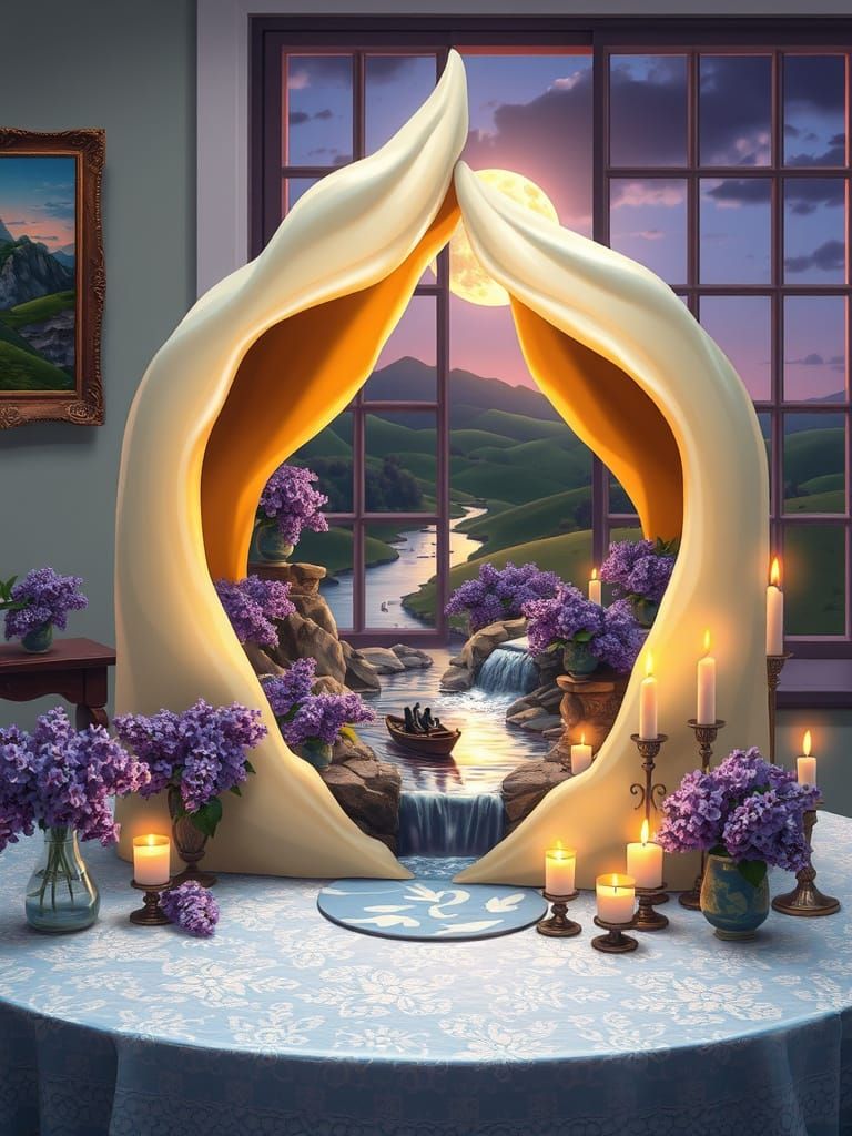 Whimsical Candlelit Diorama in a Digital Painting