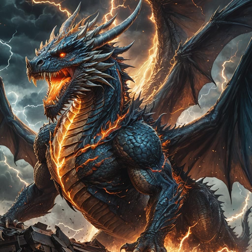 Epic Dragon God in Fiery Comic Book Art
