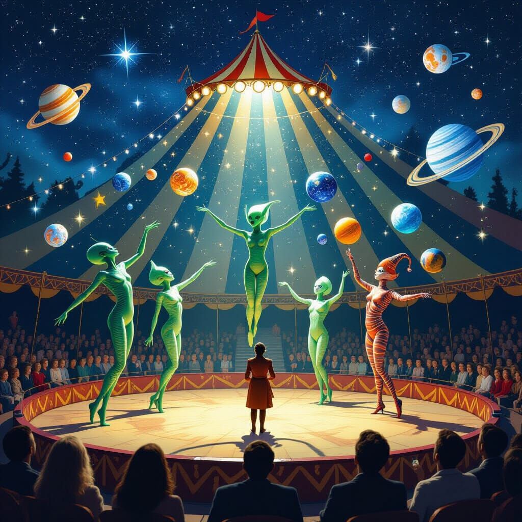 Surreal Alien Circus Under Cosmic Big Top