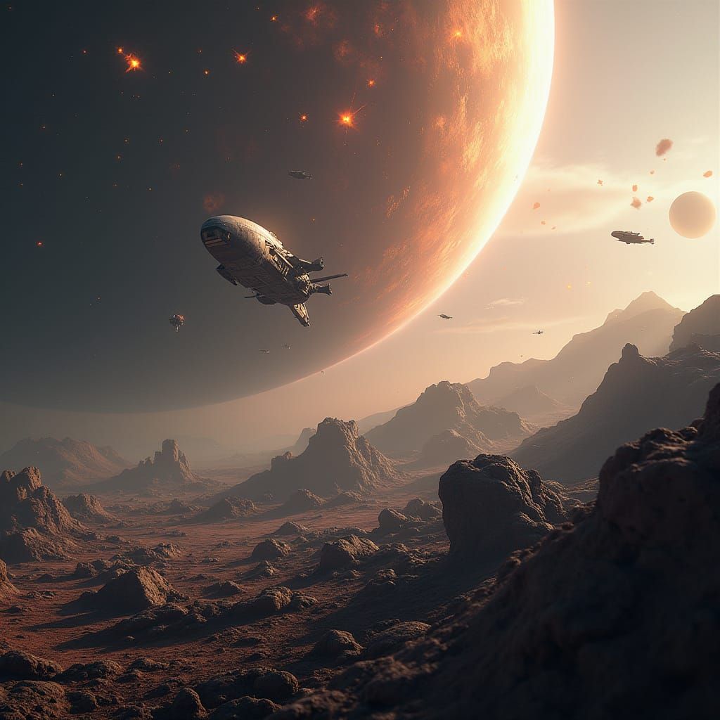 Epic Destruction of an Alien Planet in Futuristic Style