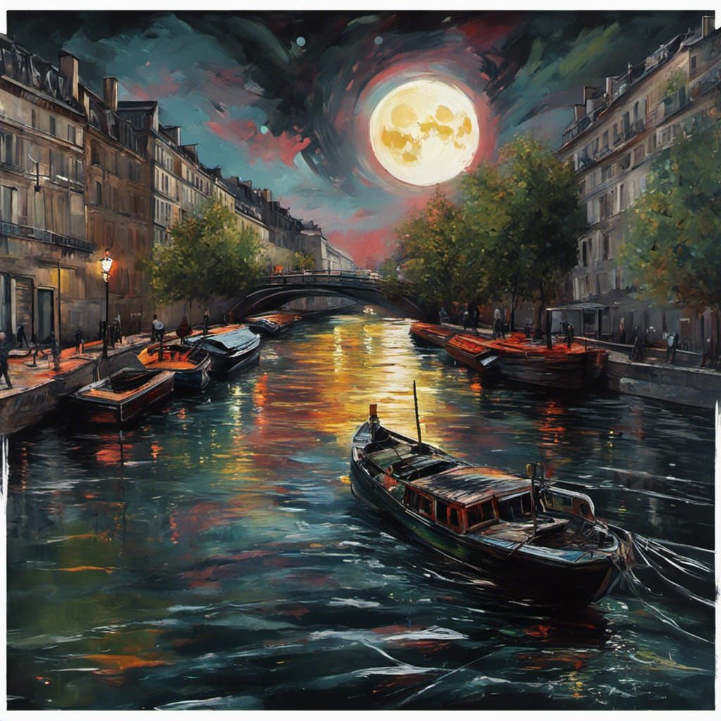 Seine River Boat in Colorful Graffiti Art