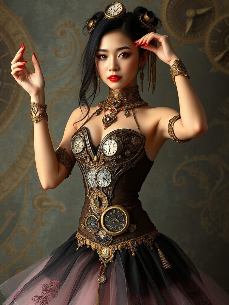Clockpunk Ballerina: Steampunk Perfection in 8K