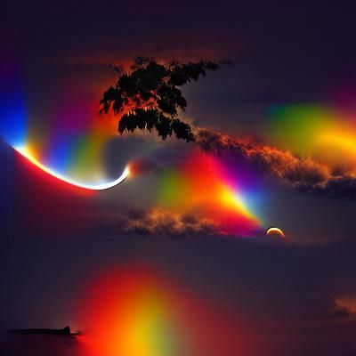 Colorful Multicolored Eclipse Phenomenon